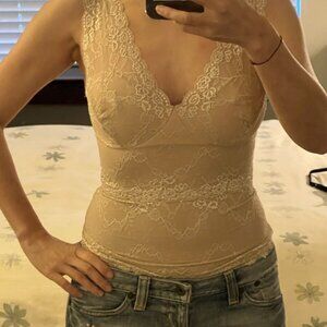 Shapewear Top Slimming Tank Cami Beige Lace Size sz XS